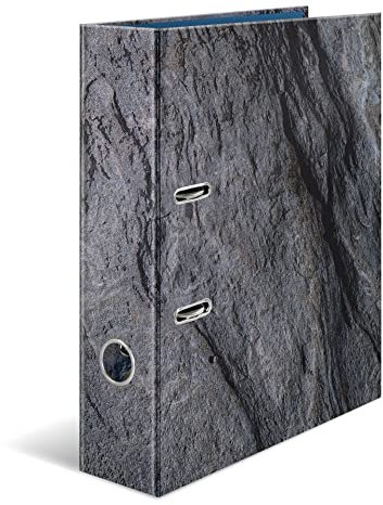 HERMA 19652 Ordner A4 Natur Stein, 7 cm breit, Motiv Aktenordner aus Pappe mit Innendruck für Schule & Büro, stabiler Kinder Ringordner aus Karton für Jungen & Mädchen