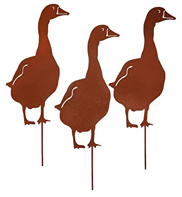 UNUS Garden Oche da giardino, set da 3 pezzi, decorazione da giardino, effetto ruggine, spina in metallo arrugginito, decorazione per giardino, terrazza, balcone o vaso di fiori