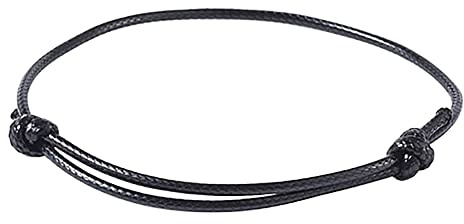 ZENSE - Schwarzes dünnes Armband für Männer aus verstellbarem Wachsseil ZB0360
