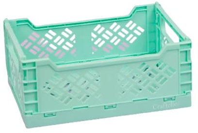 Craftelier - Scatola per la conservazione e l'organizzazione dei materiali | Design pieghevole e impilabile | Grandi dimensioni - La scatola aperta misura 24,5 x 18 x 10,8 cm - Colore turchese