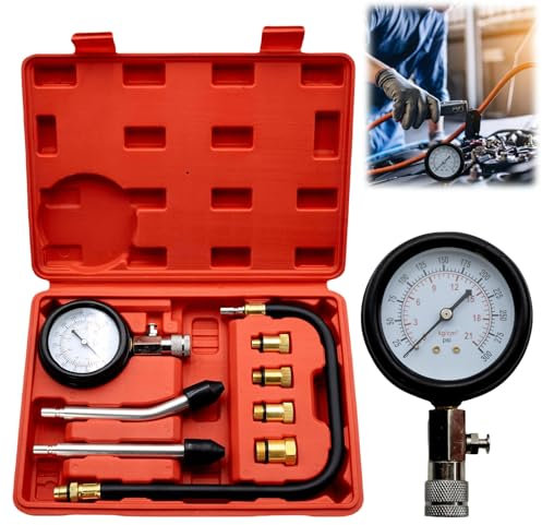 Kompressionstester: Kompressionsprüfer Tester Kit, Benzin Kompressionsmessgerät, Manometer Tool für die Prüfung Motorrad, Auto Außenbordmotor, Schneemobil Auto Benzin Gas Motor