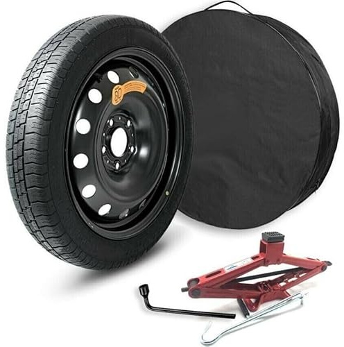 Ersatzradsatz NPK 16 Zoll (40,6 cm) mit Wagenheber, Schlüssel und Tasche für Dacia Jogger, Lodgy, Logan, Sandero und Dokker 125/80 16, mit schwarzer Stahlfelge mit 4 Schrauben – 78K00R507D (R507D1)