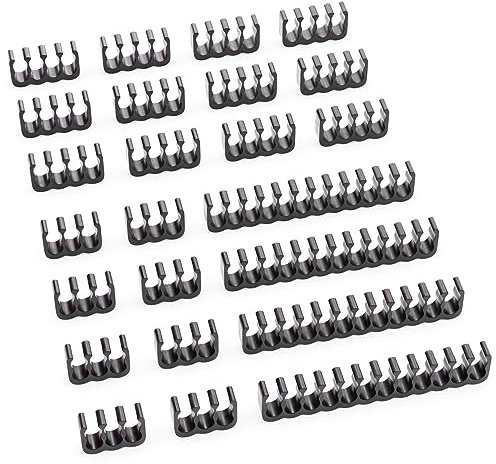 deleyCON Support de Câble lot de 24 Peignes de Câbles Organiseur de Câbles Gestion des Câbles Guide-câbles Serre-câbles Peignes de Câbles 24 8 6 Broches Pour Câble D'ordinateur PC Interne Noir