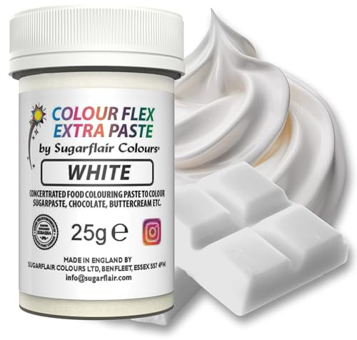 Colour Flex White Food Colouring Paste - Extra Concentrated, Vibrant Food Colouring For Buttercream, Chocolate, Sugar Paste, Icing, Fondant, Royal Icing, Cake Decorations and More - 25g