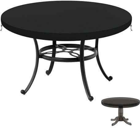 LAMUNI Funda Protectora para Mesa de Jardin, 122x10cm Funda para Tablero de Mesa Impermeable Cubierta de Mesa Exterior, Anti-Viento, Anti-UV Funda Mesa Jardin Redonda Fundas de Mesa Exterior