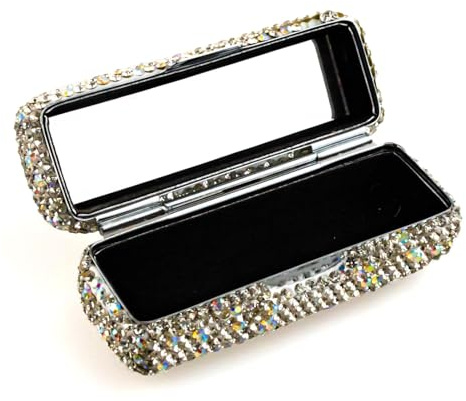 lygchii Étui à rouge à lèvres avec miroir, organisateur de rouge à lèvres de voyage, portefeuille tendance pour femme, Argenté, Étui à rouge à lèvres avec