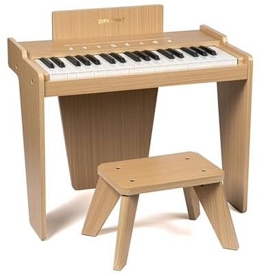 ZIPPY MAT Tastiera per bambini, pianoforte digitale a 37 tasti per bambini, strumento educativo musicale, pianoforte in legno per 3+ ragazze e ragazzi (Quercia Plus)
