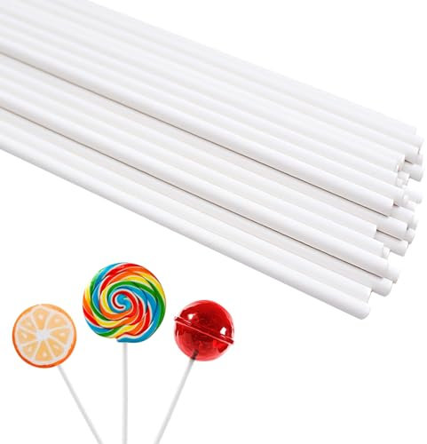 30 Piezas Lollipop Sticks, 10cm*3.5mm Palillos de Papel para Cake Pops, Palos para Cake Pops, Cake Pop Sticks, Palitos para Cake Pops, para Lollies Hacer Galletas Cupcake Chocolate(Blanco)