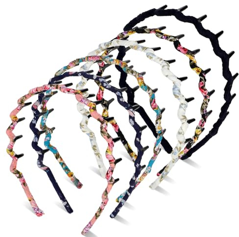 COMNICO Zickzack Haarreif 6 Stück Haifischzahn Haarkamm Stirnbänder Kunststoff-Haarband U-förmiger Kristallkamm Gewellte Zähne Haarreifen Accessoire für Frauen Männer und Mädchen beim Gesichtwaschen
