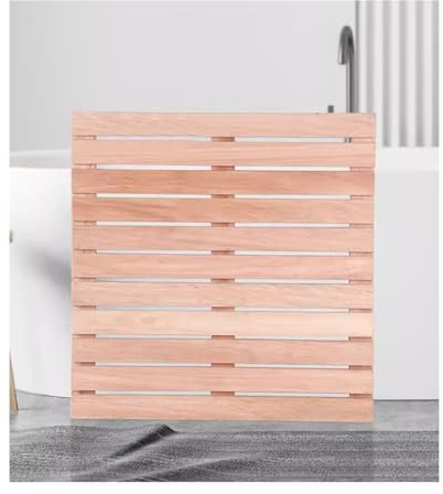 Caillebotis douche,Tapis de Bain Antidérapant en Bambou, Tapis de Douche de Salle de Bains en Caillebotis à Lattes en Bois, tapis de douche en bois intérieur et extérieur(W80xL85cm/W31xL33.5in)