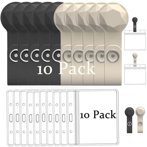 Magnetischer Namensschild-Halter, starker magnetischer Ausweishalter, Namensschildhalter für alle, um Ihre Kleidung spurlos zu halten (5 x Beige, 5 x Schwarz, 5 Stück)