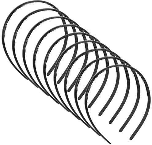 8 Stück Schwarz Haarreifen Damen Einfach Stirnbänder Dünn Kunststoff Haarreif 8 mm Rutschfestes Haarband mit Feine Zähne Headband Haarreif Männer Stirnbänder DIY Haarbänder für Damen Männer Kinder