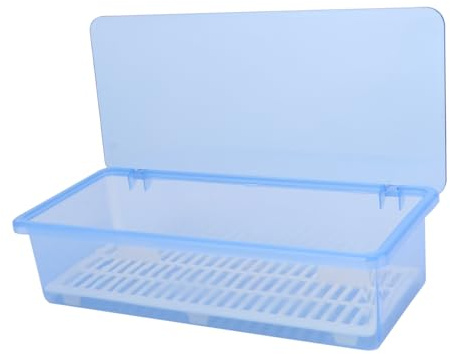 WATIIFUFU Caja Almacenamiento Cubiertos Plástico, Escurridor Drenaje Tapa | Mantiene Utensilios Secos, Diseño Filtro Adecuado Cocina, Estilo Moderno Azul