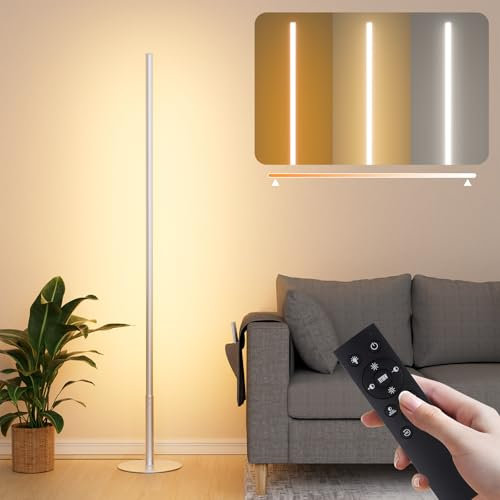 Fortand Lampada da Terra LED, Piantana Dimmerabile Lampade da Terra per Soggiorno Lampada da Lettura con Telecomando, Regolabili Continuo Colori 2700K-6500K & Luminosità Lampada Angolo per Sala, 147CM