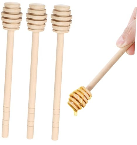 OFFSCH 3 Piezas Agitador De Miel Cuchara para Mezclar Miel Palitos para Miel Varillas para Remover Café Cuchara para Servir Miel Pequeño Cucharón De Miel De Madera Reutilizable