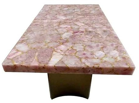 Rosenquarz Couchtischplatte I Rosenquarz Sofa Tischplatte I Quarz Terrasse Beistelltisch I Quarz Rasen Beistelltisch I Quarz Epoxy Tischplatte 68,6 x 68,6 cm
