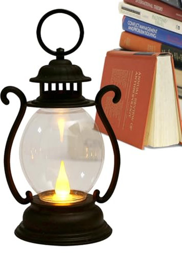 Lámpara de mesa retro - Lámpara vintage pequeña, luz de noche con pilas | Iluminación decorativa para dormitorio, salón, terraza y mesa, diseño clásico con LED cálido para ambiente de hogar y oficina.