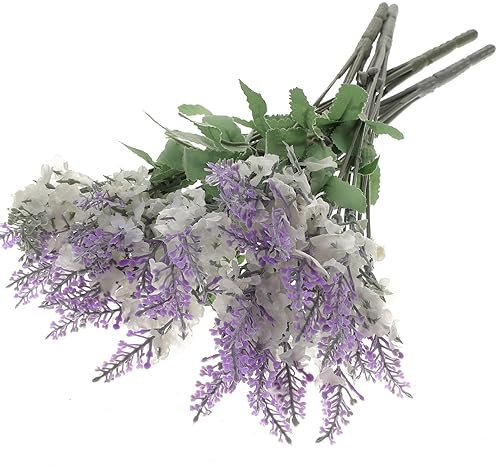 PRETYZOOM 4-teiliges Künstliches Lavendel-Bouquet-Set Künstliche Kunststoffpflanzen Für Die Inneneinrichtung Eleganter Künstlicher Lavendel Simulierter Blumenschmuck in Weiß
