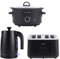 Salter Kuro Kitchen Appliance Set - 1.7L 3KW Jug Kettle, 4-Slice Toaster, and 3.5L Electric Slow Cooker, Matching Kitchen Appliance Set, Sleek Matte Black Design