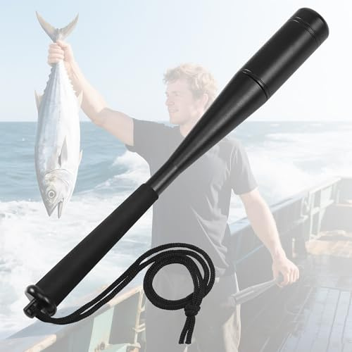 Starvortex Fishing Priest, Aluminum Alloy Fishing Rounders Bat with Non-Slip Foam Handle, 25mm Diameter Fish Stringer with Lanyard, Durable Cosh Baton Fishing Accessories Solid Club Tool