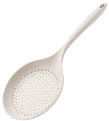 CHUNXVLI Espumadera De Cocina Espumadera For Cocinar, Colador De Silicona For Freír Y Cocinar, Bandeja De Drenaje Resistente Al Calor para Cocinar Y Freír(Beige)