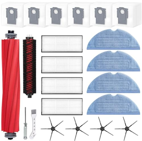 BaBuzom Ersatzteile Zubehör für Roborock S7 MaxV Ultra /S7 Pro Ultra /S7 Max Ultra Staubsauger, 1 Hauptbürste, 1 Selbstreinigende Bürste, 6 Staubbeutel, 4 Filter, 4 Wischtücher, 4 Seitenbürsten