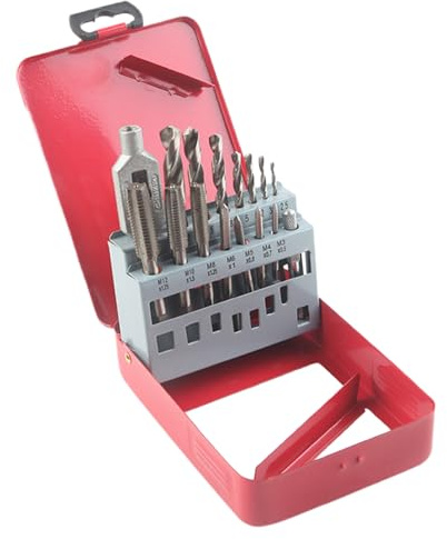 Generico Set Maschio e Filiera Metrico - Set Maschi Regolabile 16 Pezzi | Utensili da Taglio per Meccanica Falegnameria Lavorazione Metalli Tubi Idrauliche Elettriche Filettatura