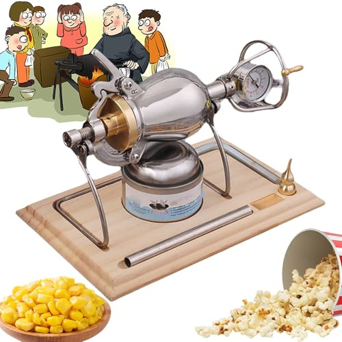 Machine à popcorn à air chaud 260 ml - Polissage à la main traditionnel chinois - Mini pot à pop-corn haute pression en acier inoxydable - Facile à nettoyer pour maïs, orge, riz, soja
