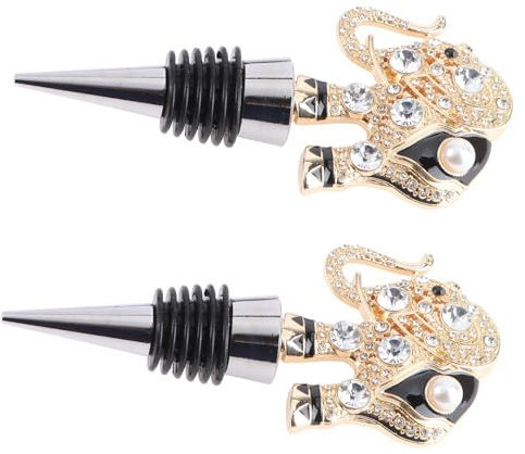 TOYZFRIENDY 2pcs Red Wine Cork Bottle Plug Metal Elephant Shaped Wine Bottle Stoppers