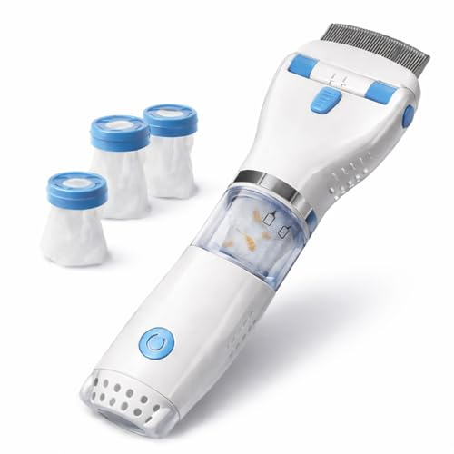 Sterminatore elettrico per pidocchi - Pettine Elettrico Antipidocchi – Rimozione Elettrica dei Pidocchi con 3 Filtri Intercambiabili - TREVY