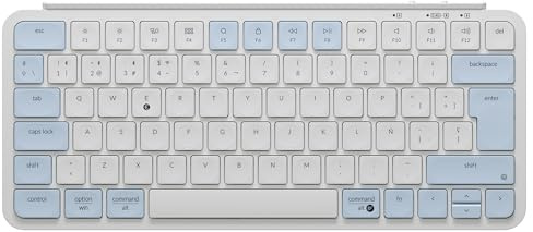 Keychron B1 Pro Teclado Inalámbrico Español, Conectividad 2.4 GHz/Bluetooth 5.2/Cable, Programable Mediante ZMK/Launcher, 1200 Horas de Autonomía, Teclado Silencioso para Mac y Windows - Azul Retro