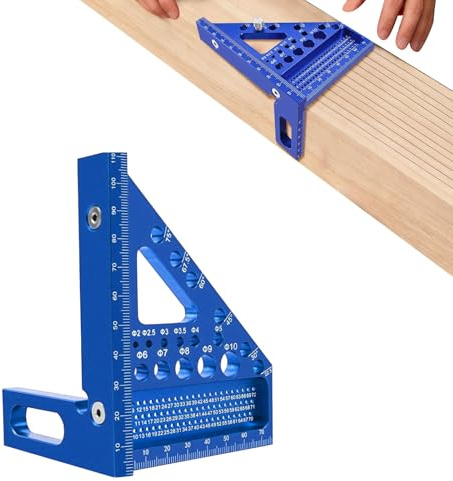 3D Speed Square Schreinerwinkel aus Aluminium mit metrischer Skala,3D Gehrungswinkel,22,5-90° Kombinationswinkel,Multifunktionswinkel-Lineal,Anschlagwinkel,Winkelmesser für Tischler,Ingenieur (Blau)