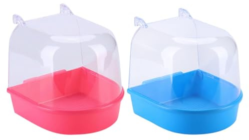 MUELODSIC Bañera Colgante para Pájaros Pequeña Lavabo de Ducha para Loros y Aves Pequeñas Plástico Seguro y Duradero Accesorio para Jaulas Baño para Pájaros Domésticos Color Aleatorio