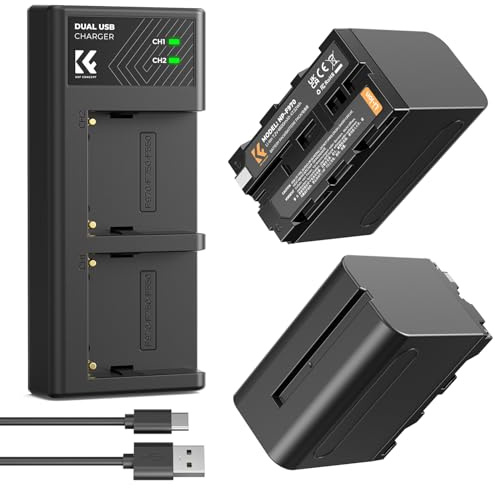 K&F CONCEPT 2 Pack NP-F970 Battery and Dual Battery Charger Compatible with Sony NP-F970 NP-F960, NP-F950, NP-F750, NP-F570, NP-F550 Camcorder Battery, LED Lights, Monitors and Camera Sliders