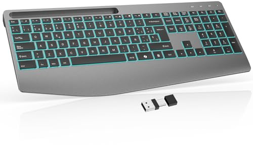OMOTON Teclado Inalámbrico Ergonómico Reposamuñecas QWERTY Español 2,4G