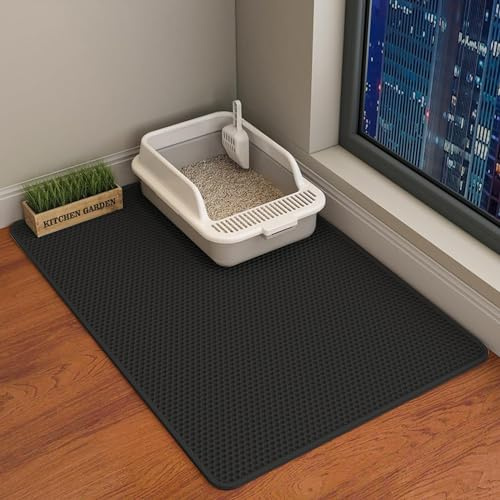 Alfombrilla para arena para gatos, 75 x 55 cm, doble capa, impermeable, diseño de felpa, caja de arena para gatos, alfombrilla para inodoro para gatos