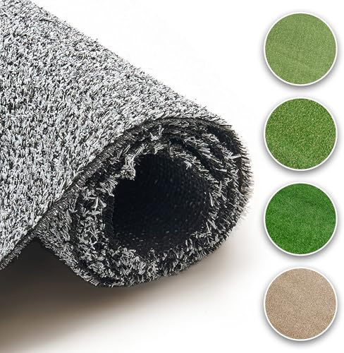 TAPISO Canyoo Césped Artificial Altura De 7mm Hierba Sintética Jardín Terraza Balcón Piscina Alfombra Exterior Color Gris Resistente Césped por Metros Césped A Metros 400 x 350 cm