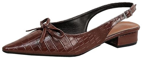 Zapatos De Tacón para Mujer Punta Afilada Slingback Tacón Bajo De Bloque 3cm Vintage Cómodos Correa Tobillo Moño para Boda Citas Fiesta Oficina Trabajo Negocios Diario