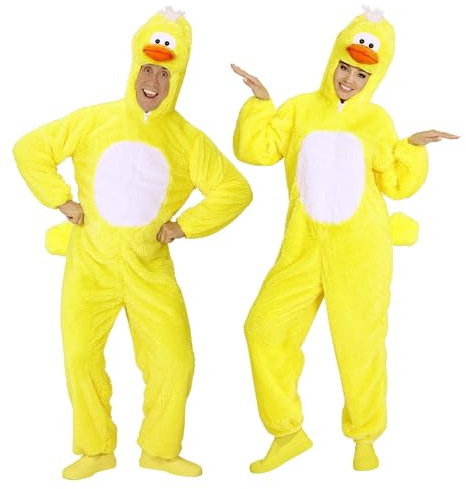 W WIDMANN MILANO Party Fashion - Kostüm Ente, Overall mit Kapuzenmaske, Tierkostüm, Küken