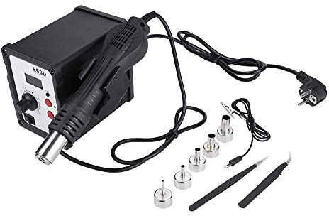858D 700W Hei?luft L?tstation, Digitale LED-L?tstation zum L?ten, L?tstation, Hei?luftpistole, SMD Rework Station mit LED-Display mit 3 Hei?luftf?hn-Mundst¨¹cke