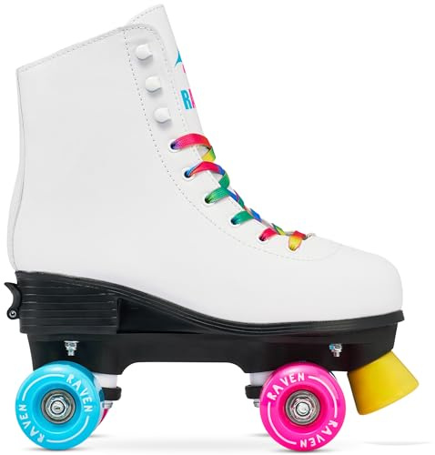 RAVEN - Rullskridskor för barn och vuxna - Slitstarka PVC-bromsar, gummihjul - Iris White, 35-38 (22,5-24 cm)