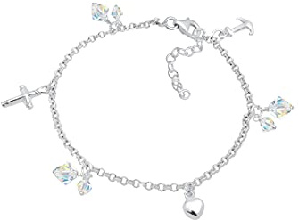 Elli Armband Damen Kreuz Herz Anker mit Kristalle in 925 Sterling Silber