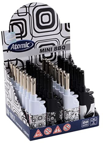 Atomic Mini Stabfeuerzeug BBQ Black and White nachfüllbar