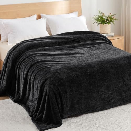 Exclusivo Mezcla Kuscheldecke Decke, Superweich, Flauschig und Plüsch Fleecedecke Sofadecke Wohndecke für Ganzjahreszeit, 230 x 170 cm, Schwarz