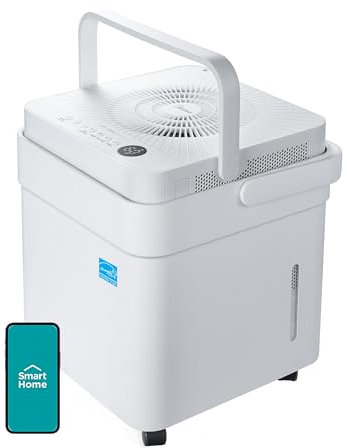 Midea Cube 35 Pint Dehumidifier for Basement and Rooms at Home for up to 3,500 Sq. Ft., Smart Control, Compatible with Alexa (White), Drain Hose Included