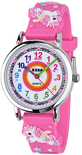 KZKR Orologio per Bambini 3D Orologio per Ragazze Orologio Sportivo Digitale Orologio da Polso Analogico al Quarzo in Silicone Orologio Regalo Orologio Rosa