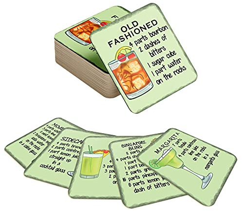 Beer Mats Pack of 48 - Absorbent Recyclable Cardboard Drink Mat Coasters 95mm x 95mm x 1mm Square - Accessories for Home Bars Pubs - CO-CARD-008-48 - Cocktail Recipes 2