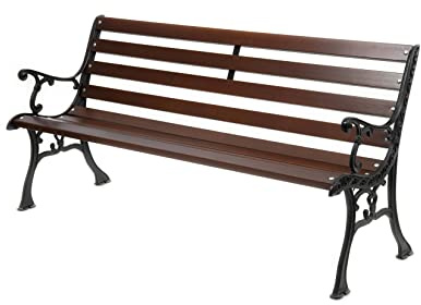 Gartenbank Parkbank Holtz Gusseisen Garten Outdoor Bank 0111 Fichtenholz Bank für Terrassen Balkonbank, Holzbank, Gartenmöbel Bänke 155x78x39 cm (Palisander)