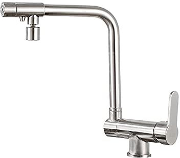 Robinet de Cuisine 3 Voies 2 Mode Mitigeur Cuisine Rabattable Rotatif à 360° Mitigeur D'evier de Cuisine avec Sortie Eau Filtrée-Nickel Brossé
