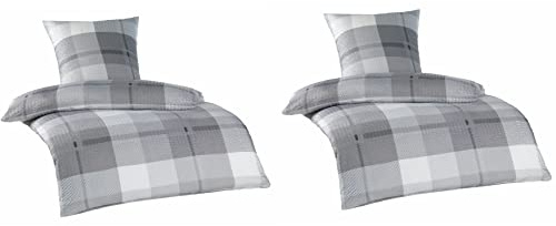 MB Warenhandel24 Bettwäsche Seersucker Microfaser 4 teilig Doppelpack Spar Set mit Reißverschluss 2X 135x200 cm + 2X 80x80 cm (KASPAR)